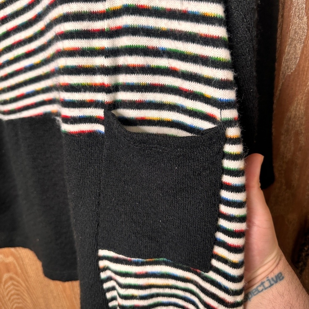 Italian Wool Abstract Rainbow Striped Women's Maternity Oversized Small Sweater - Picture 4 of 9